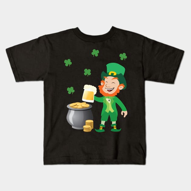 Irish Leprechaun With Pot Of Gold St. Patricks Day Gift Kids T-Shirt by Blink_Imprints10